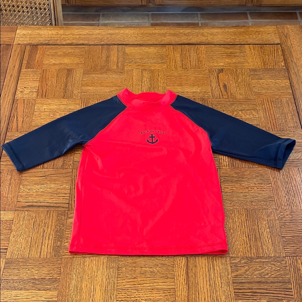 Janie and Jack Red and Navy Long Sleeve Swim Rashguard